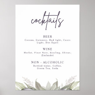 Ljust lila och grönt blomster, Festlig dryckesmeny Poster