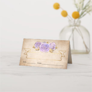Ljust Lila och Guld Ro Parchment Foldad Bord Placeringskort