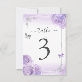 Ljust Lila- och Silver Bröllop Bordsnummer-kort Inbjudningar