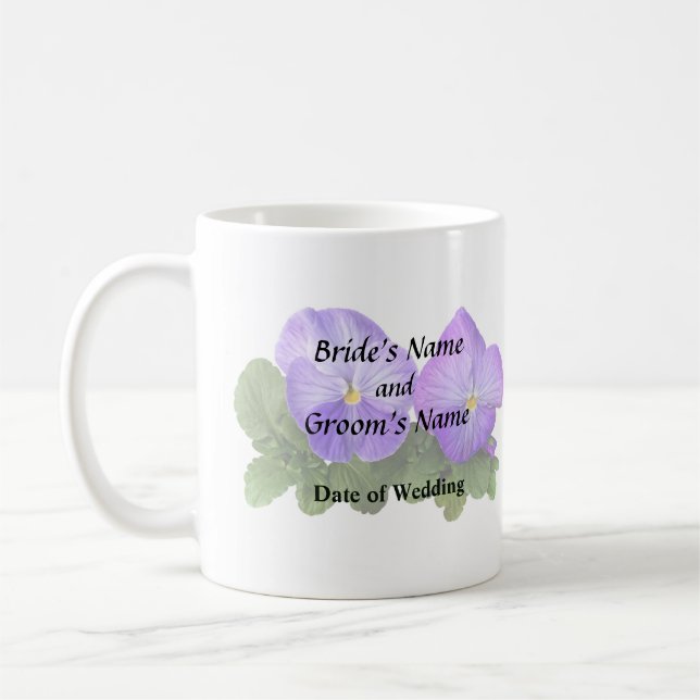 Ljust lila och vit pensépar kaffemugg (Vänster)
