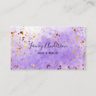 Ljust lila vattenfärgsfaux guld foil glitter visitkort