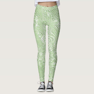Ljust limegrön abstrakt moiré-vågigt mönster leggings