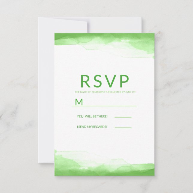 Ljust Limegrön Akvarell Modern Bröllops-RSVP OSA Kort (Framsida)