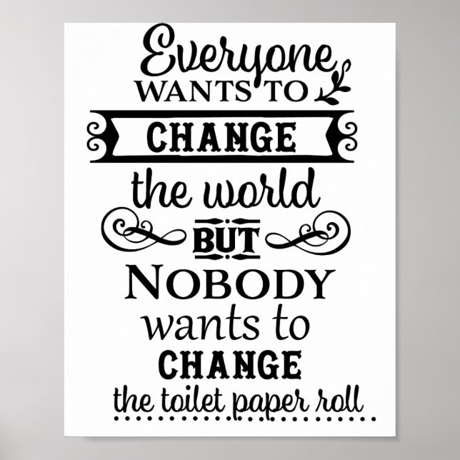 Ljust Linne Utseende Byt Toalettpapper Badrum Poster (Framsidan)
