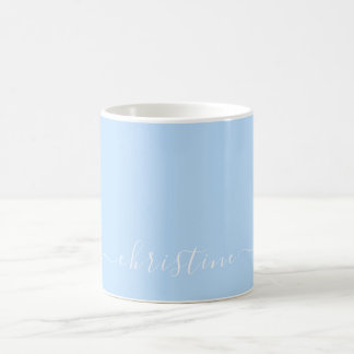 Ljust ljusblå vit minimalistisk modern Namn 015 Kaffemugg