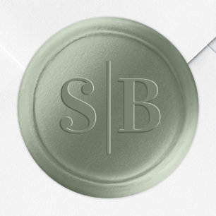 Ljust Löv Grönt säl Bröllop Monogram Sticker Vax Runt Klistermärke