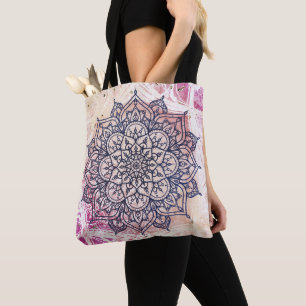 Ljust Mandala Glad Rosa Lila Gul Blå & Guld Tygkasse