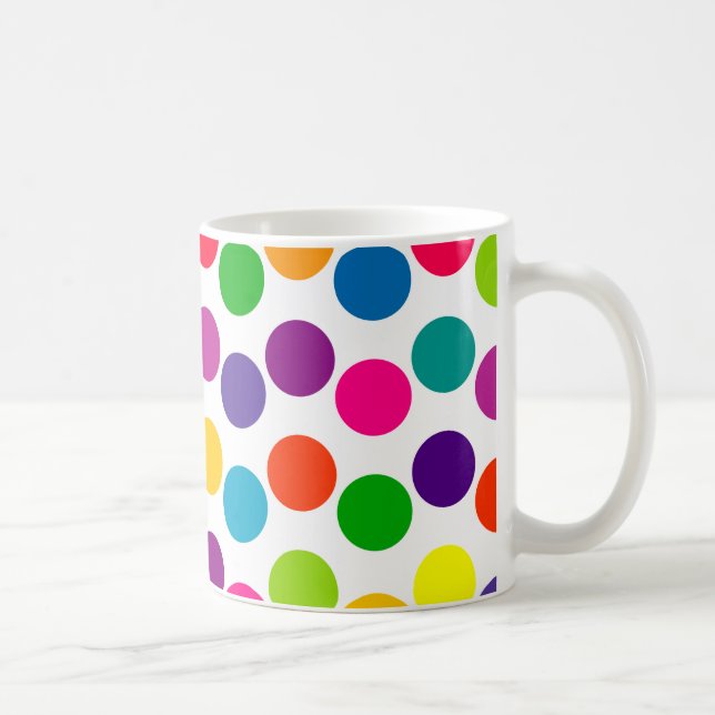 Ljust mångfärgat polka dotsmönster kaffemugg (Höger)