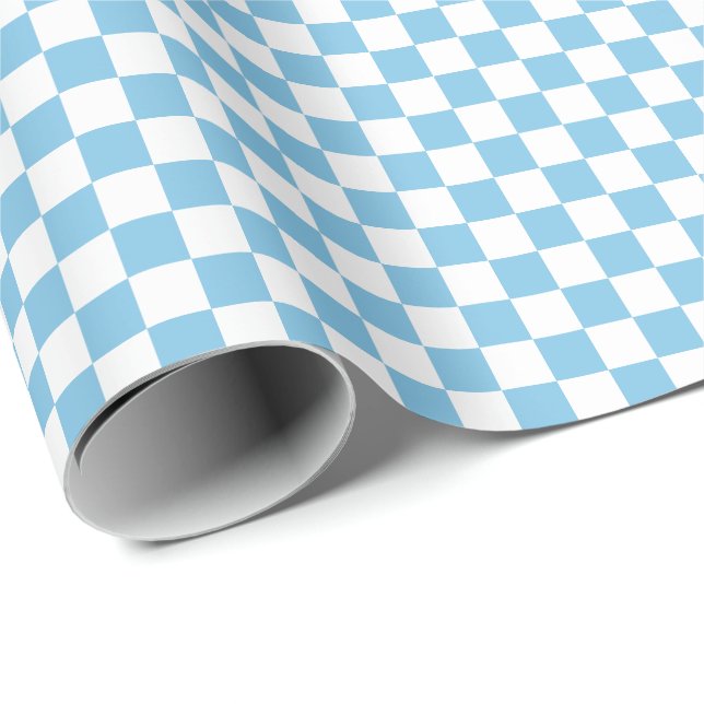 Ljust medel - blått- och vitkontroller som slår in presentpapper (Rullad Hörn)