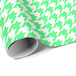 Ljust medel - grönt och vit Houndstooth Presentpapper