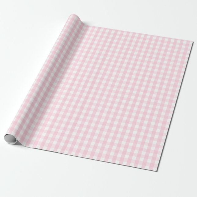 Ljust medel - rosa- och vitGingham som slår in Presentpapper (Utrullad)
