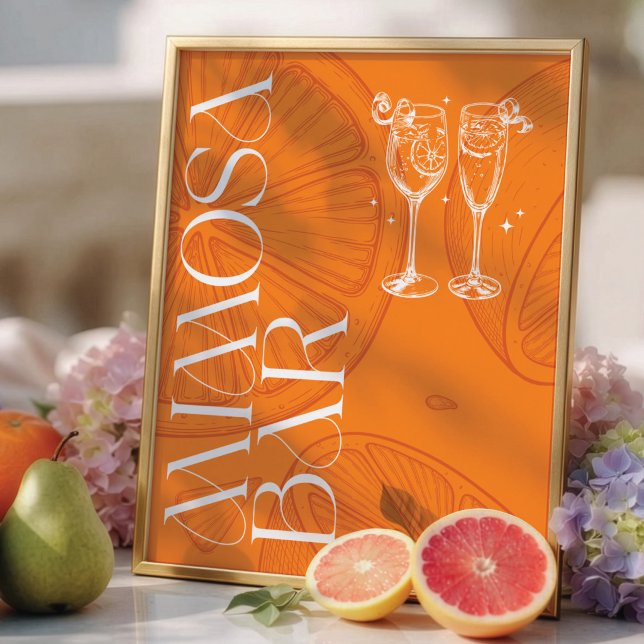 Ljust minimalist citrusrörande bröllops Mimosa bar Poster (Skapare uppladdad)