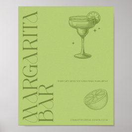 Ljust minimalist citrusrött bröllopsmargarita bars poster