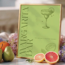 Ljust minimalist citrustecken för bröllopsmargarit poster