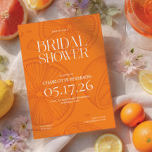 Ljust minimalistisk citrus bröllopsdusch-inbjudan