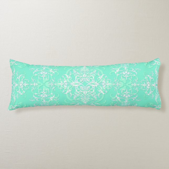 Ljust mintgrön dubbeldamask kroppskudde (Framsidan)