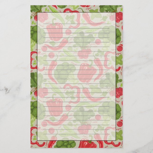 Ljust mönster från nya grönsaker brevpapper (Framsida)