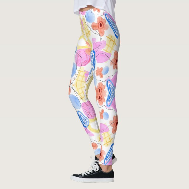 Ljust mönstrade leggings med abstrakt (Vänster)