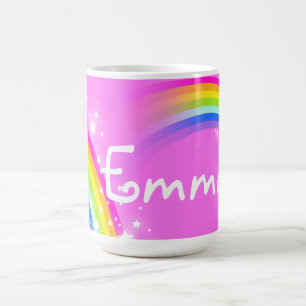 Ljust namn för flickaregnbågekort - rosamugg kaffemugg