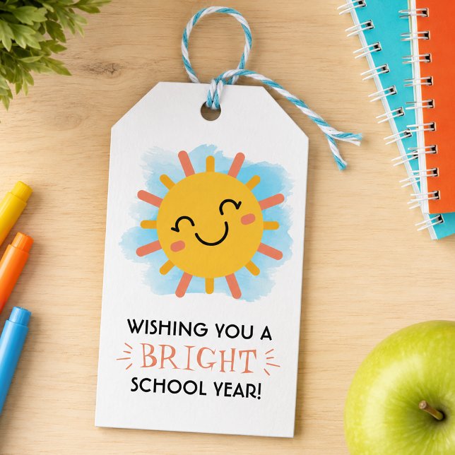 Ljust Nytt Skolår Presentetikett (New School Year Favor Tag)