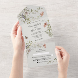 Ljust och älvblommor, vattenfärg Bröllop