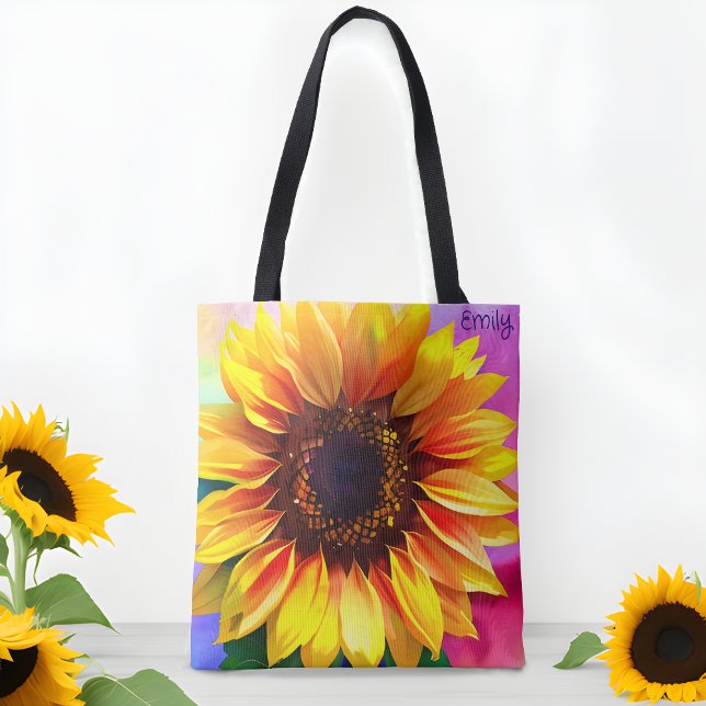 Ljust och färgglatt solros-handväskor tygkasse (Nature's Bloom, Personal Gloom! 🌻👜)