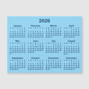 Ljust och marin blå 2026 Magnetisk kalender