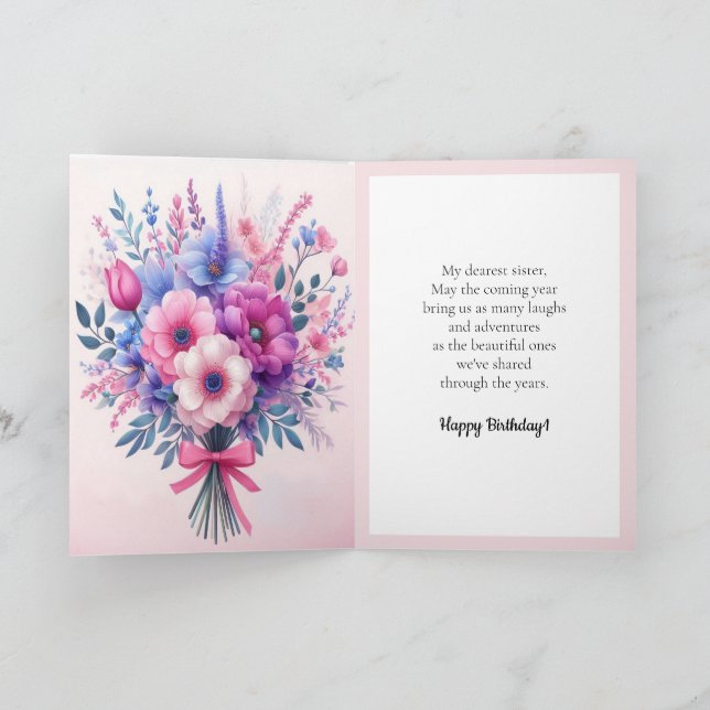 Ljust och sött rosa lila blått blommor Kort (Inuti)