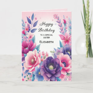 Ljust och sött rosa lila blått blommor Kort
