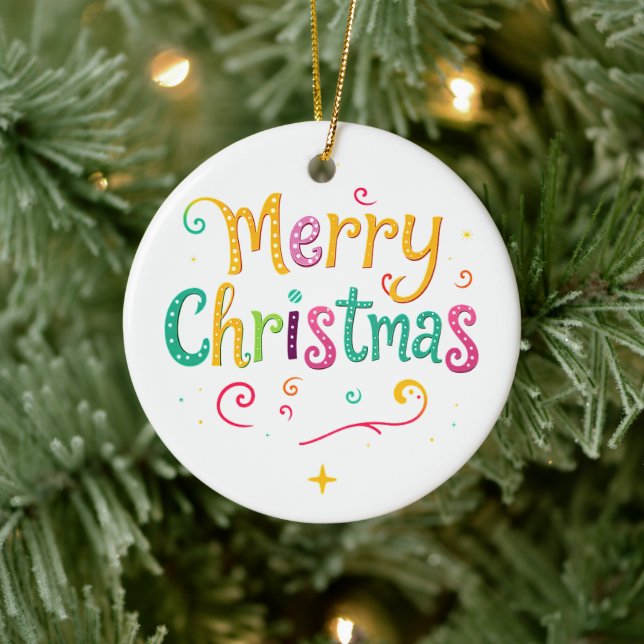 Ljust och svalt God Jul Julgransprydnad Keramik (Träd)