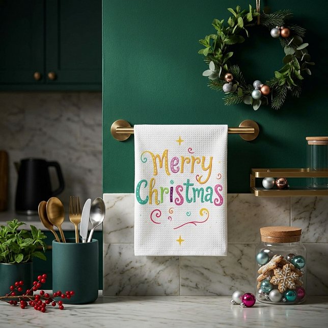 Ljust och svalt God Jul Kökshandduk (Skapare uppladdad)