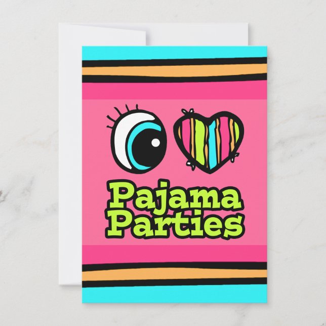 Ljust Öga Hjärta Jag Älskar Pyjamasfester Inbjudningar (Framsida)
