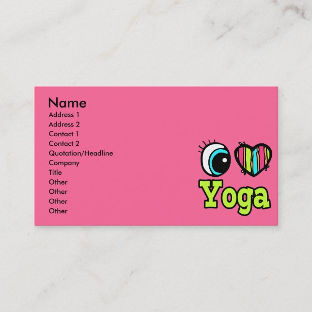 Ljust Öga Hjärta Jag Älskar Yoga Visitkort (Framsida)
