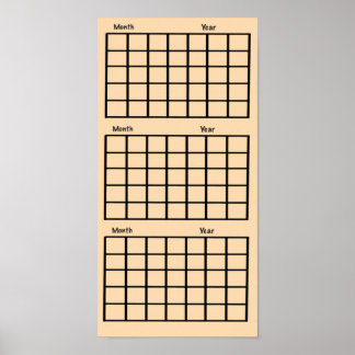 Ljust Orange 3-månaderskalender Poster