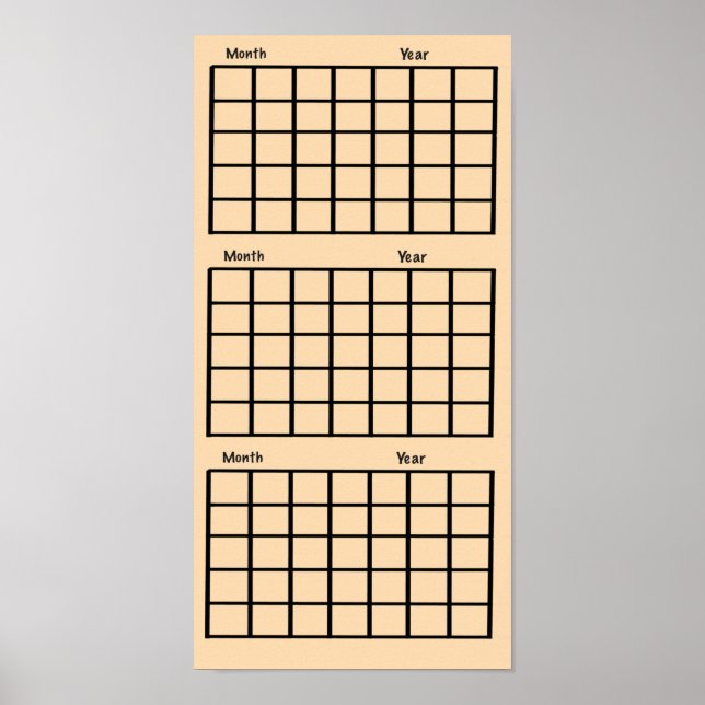 Ljust Orange 3-månaderskalender Poster (Framsidan)