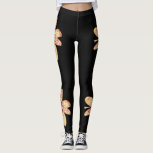 Ljust orange fläckig svartbädd 2 leggings