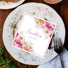 Ljust orange och rosa akvarell blomsterpapper