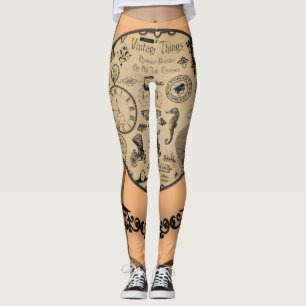 ljust orange svart långa leggings