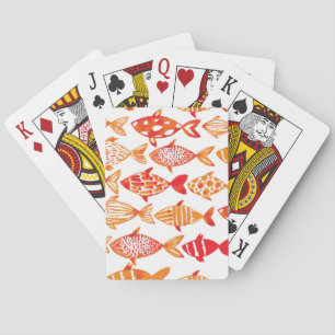 Ljust orange vattenfärgfiskmönster casinokort