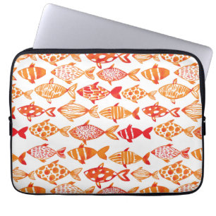 Ljust orange vattenfärgfiskmönster laptop sleeve