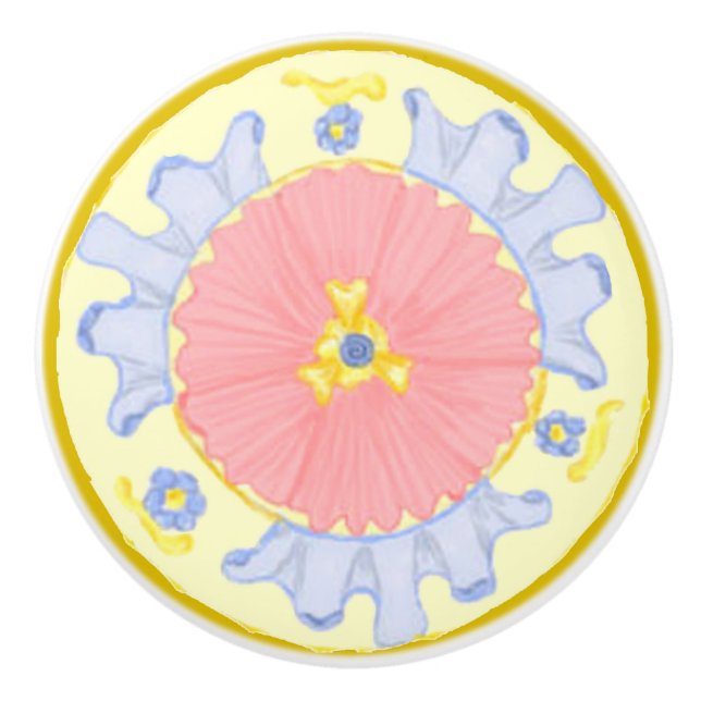 Ljust passion Blooming Flowers medallion knop Knopp (Framsidan)