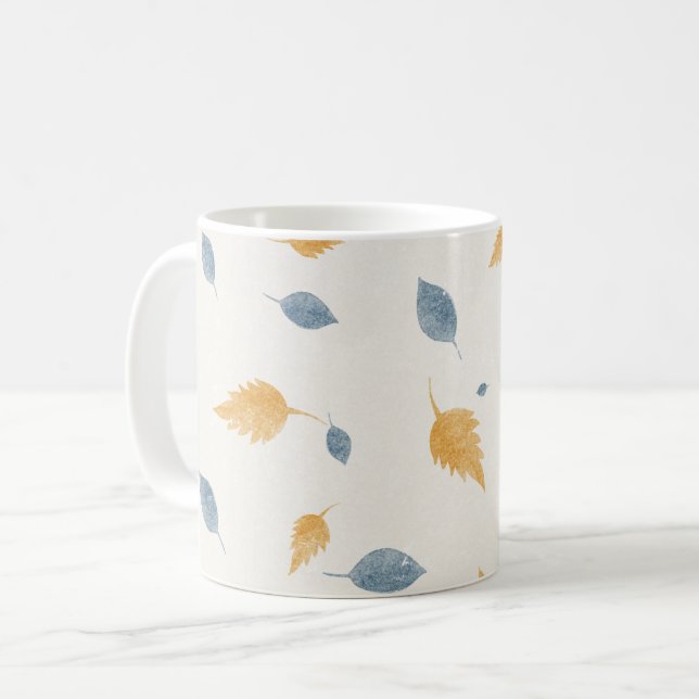 Ljust Pastell Minimalistisk Höstbladsmönster Kaffemugg (Framsida vänster)