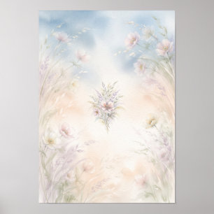 Ljust pastellfärgat vildblomsäng bouquet affisch