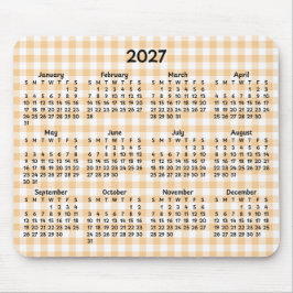Ljust persik gingham fantasifull 2027-kalender musmatta