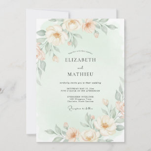 Ljust persika Etetisk blomsterbröllop Inbjudningar
