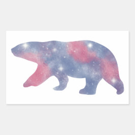 Ljust Polar Bear Starscape Sticker Rektangulärt Klistermärke