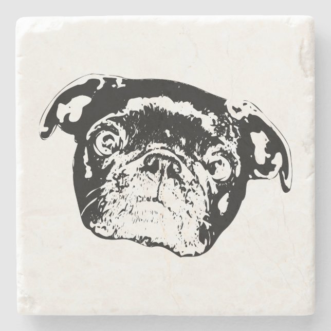 Ljust Pug-samlarcoaster Stenunderlägg (Framsidan)