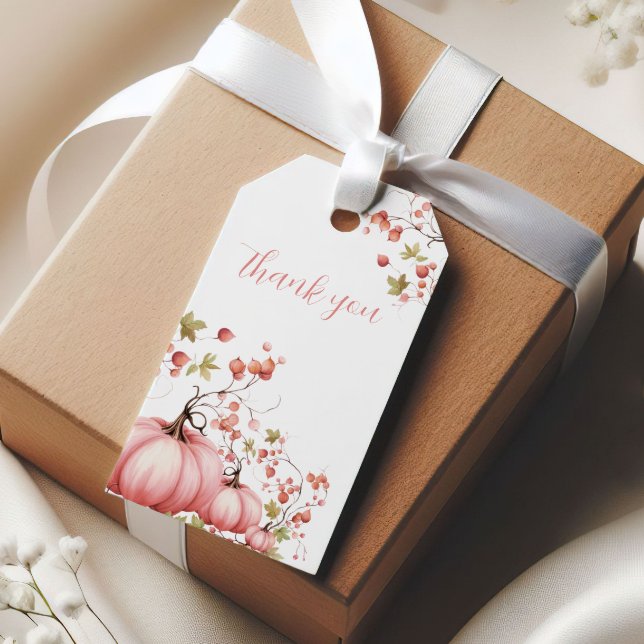 Ljust pumpa höst bär baby shower tack presentetikett (Skapare uppladdad)