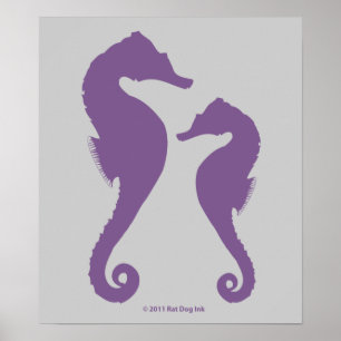 Ljust - purpurfärgad Seahorsesaffisch Poster