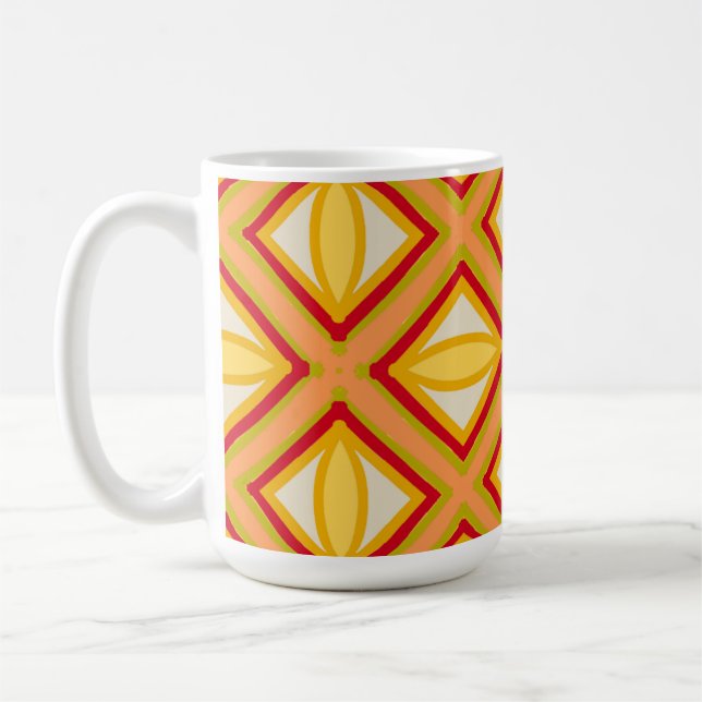 Ljust Retro Geometriskt Mönster Klassisk Mugg (Vänster)